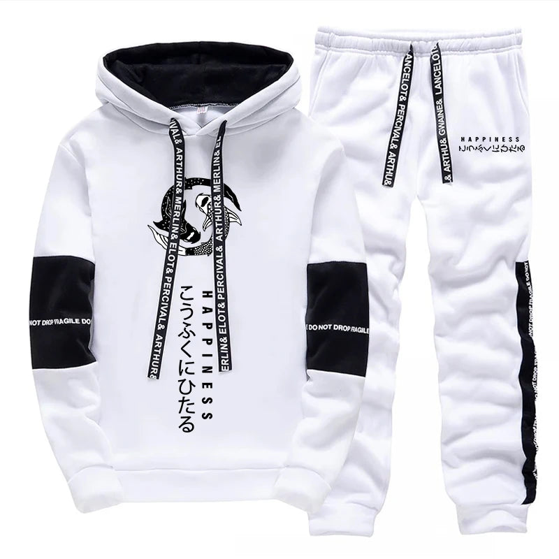 2025 Brand New Men's Set Hooded Sweatshirt Sweatpants Japanese Fashion Hoodie Outfit Male Daily Casual Sporty Trend Jogging Suit.