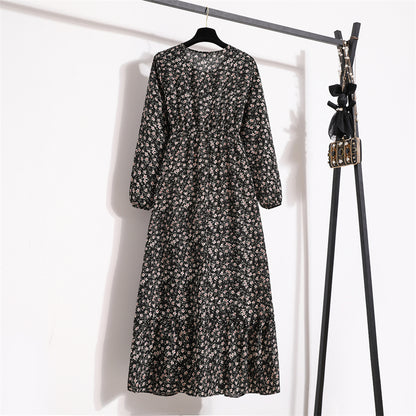 Frühling Sommer Frauen Maxi Kleider Casual Volle Hülse Floral Gedruckt Oansatz Frau Bohe Strand Party Lange Kleid Mujer Vestidos