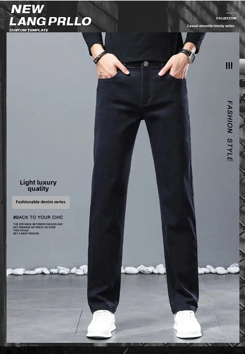 2024 herbst/Winter Neue männer Jeans Business Lose-Fit Gerade Bein Hohe Taille Baumwolle Casual Trendy hosen