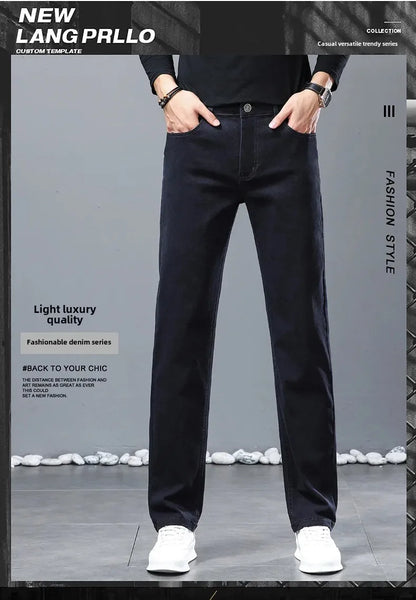 2024 herbst/Winter Neue männer Jeans Business Lose-Fit Gerade Bein Hohe Taille Baumwolle Casual Trendy hosen