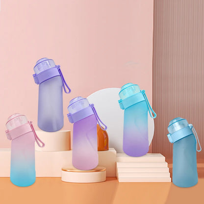 LUSQI 500ML Air Flavored Water Bottle With 9 Flavor Rings Sports Fashion Straw For Outdoor Sports Activities.