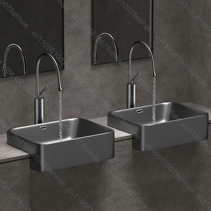 Porcelain Ceramic Vessel Sink with Drain Semi Recessed Vanity Art Sink Wash Basin Bowl for Modern Home Bathroom Decor Washbasin