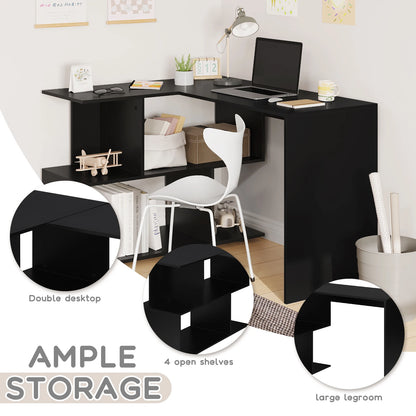 WOLTU Arbeits-PC-Computertisch aus Spanplatte mit Regalen für Arbeitszimmer, Studenten, Schreibtisch, Büro, Arbeit, Wohnmöbel