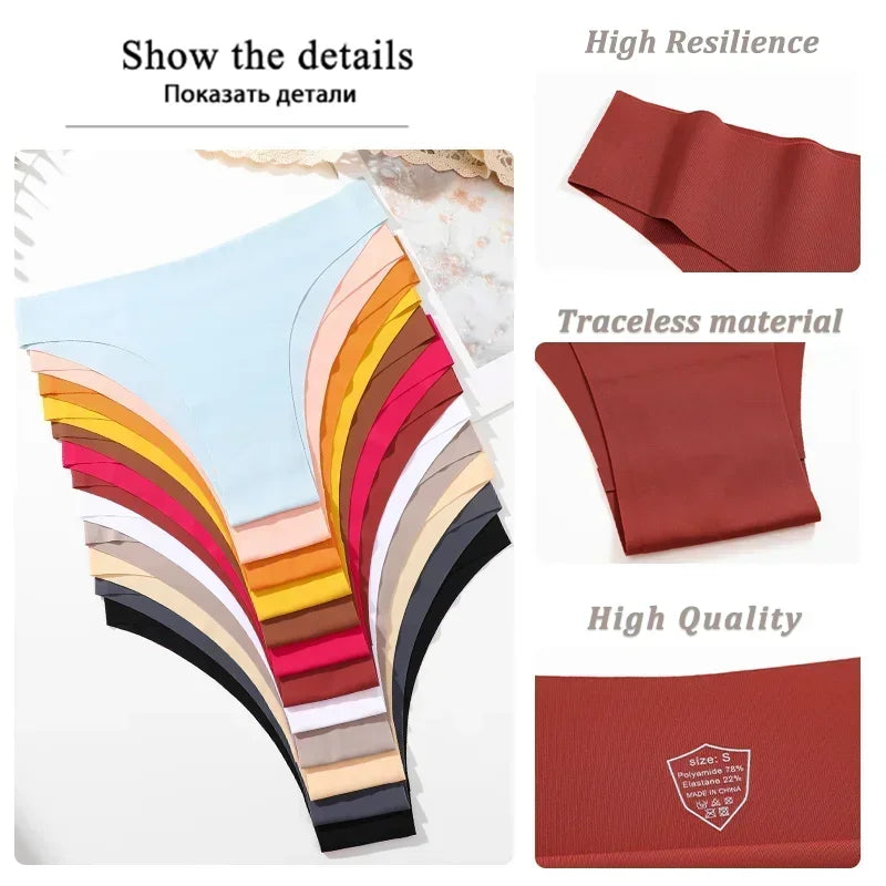 3PCS Women Seamless Brazilian Panties Ultra-thin Maillard panties Ice Silk Underwear Sexy Panty Low Waist G-string Female Solid.