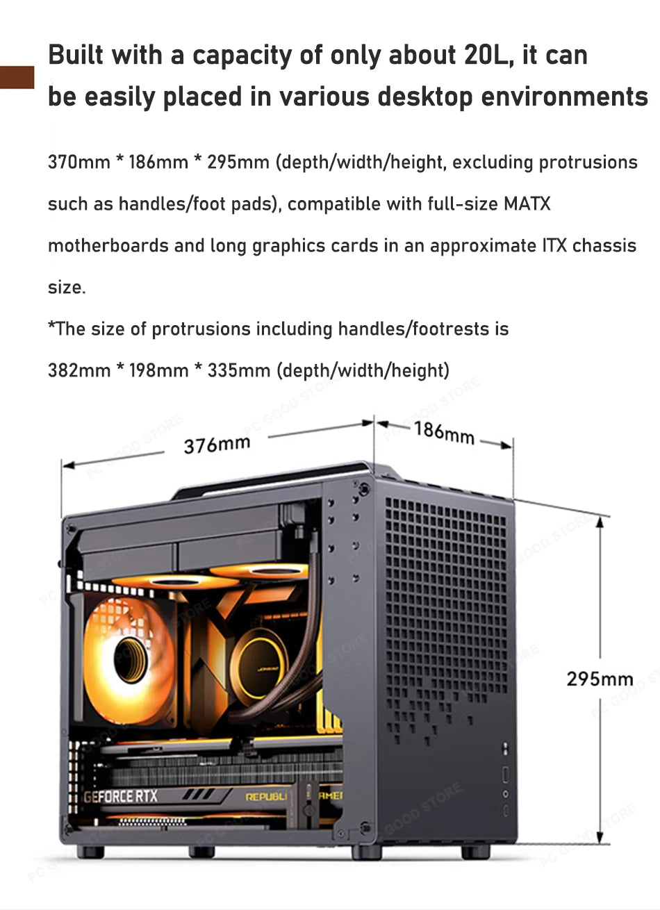 JONSBO Z20 MATX Case Detachable Handle Supports 240 Water-cooled 363mm Graphics Card Side  Transparency Desktop Mini PC Chassis.