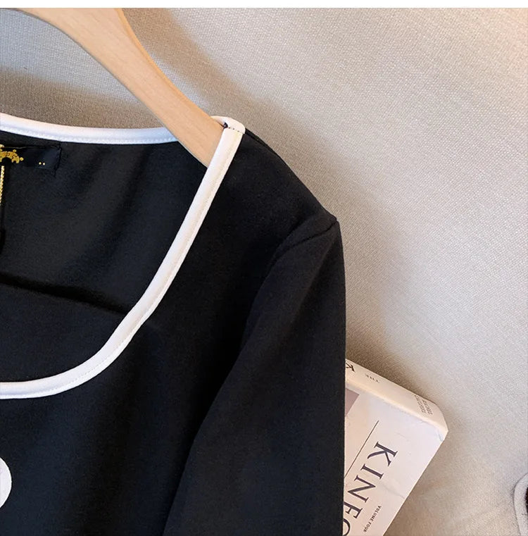 150kg plus size Damen büste Herbst Frühling lose einz eilige Hals Langarm Sweatshirt schwarz weiß 5xl 6xl 7xl 8xl 9xl.