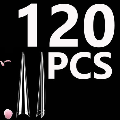 120PCS- Semi-frosted short almond clear fake nails, whitening nail art set with removable fake nails for festivals, parties, dat