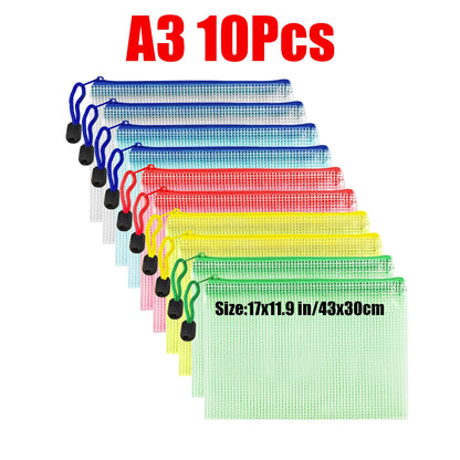 Zipper Documents Bag A4/A5 Plastic Folders A3 Transparent Waterproo File Organize Storage Bag School Office Stationery Supplies