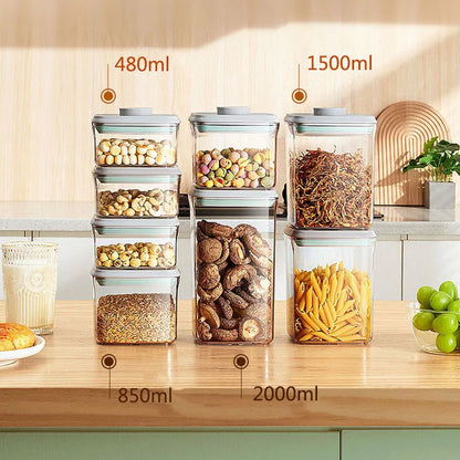 Airtight Food Storage Containers with Lids,Top Pop One Button Control,Air Tight Stackable Dry Cereal Container Set for Pantry.