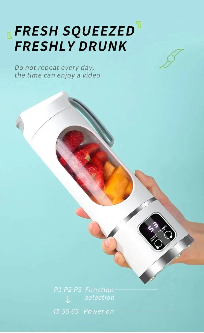 2025 New Household Charging MINI Crushed Ice Electric Juicer Powerful Motor 450ML Large Capacity Digital Display Juice Cup.