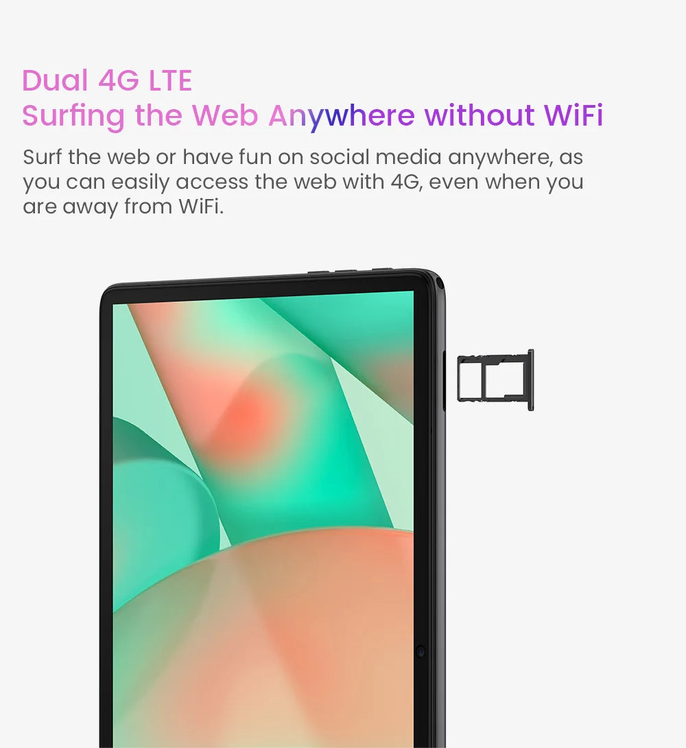 Blackview Tab 7 Pro Tablet Android 12 10.1Inch Touch Dual 4G LTE+5G WiFi 10GB+128GB 13MP+8MP 1920*1200 6580mAh Octa-Core.