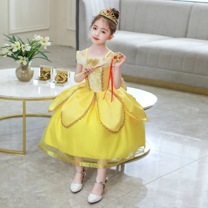 Belle Cosplay Prinzessin Kleid Mädchen Geburtstag Charme Kostüm Kinder Karneval Party Bühne Leistung Vestido Kinder Disguise Kleid.
