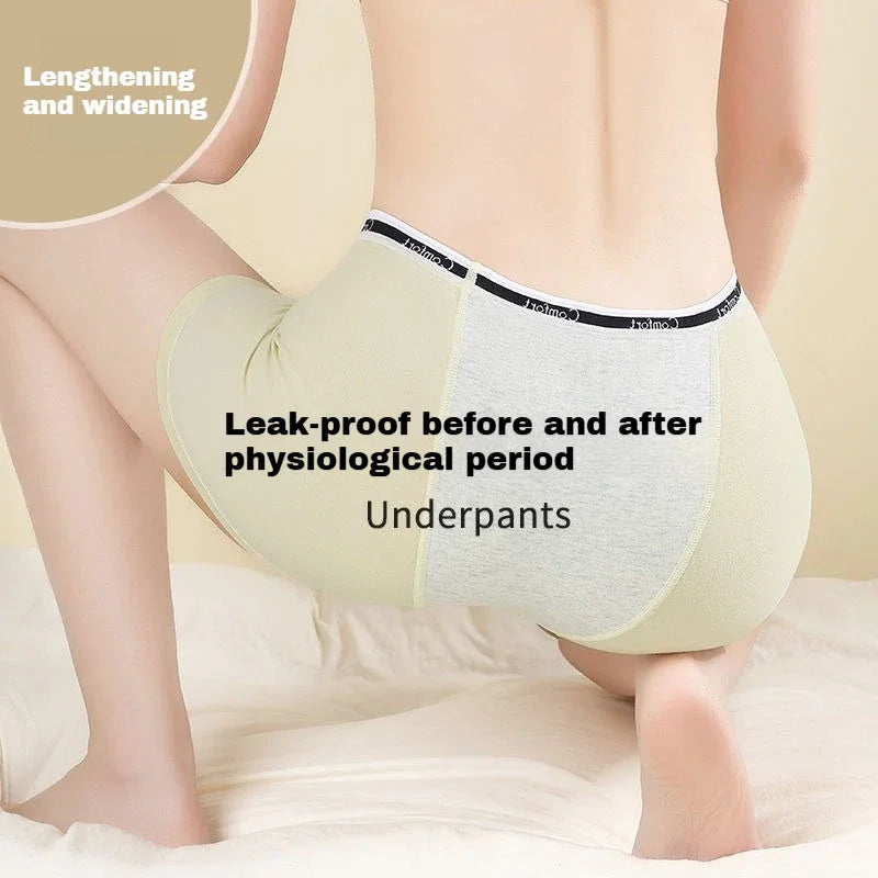 Women's Boxer Panties Physiological Menstrual Girl Underwear Cotton Briefs Breathable Large Size Fat Girl Skirt Safety Pants.