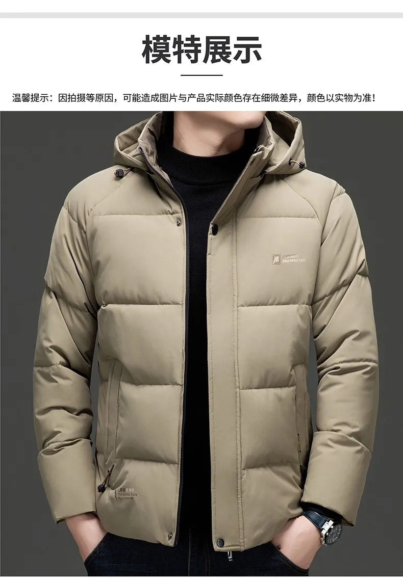 Top Grade Designer New Brand Men Parka Jacket Thick Casual Fashion Hooded Cropped Windbreaker Quilted Bubble Coats  Mens Clothes.