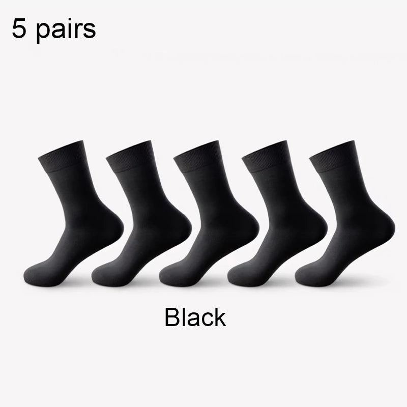 ZEXOLAP 2025 High Quality Casual Men's Business Socks Summer Winter Cotton Socks Quick Drying Black White Long Sock Plus Size US.