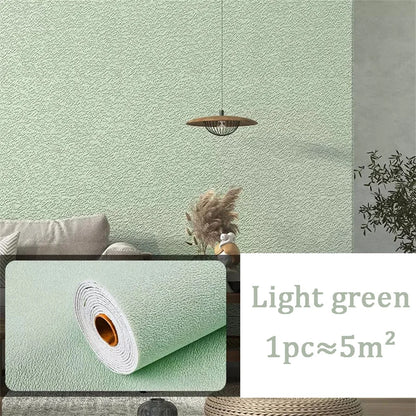 10 m 3D verdickte selbstklebende Tapete Leinen schlicht Kieselalgen Schlamm Wandaufkleber Farbe Dekor Renovierung Antikollision Home Decor