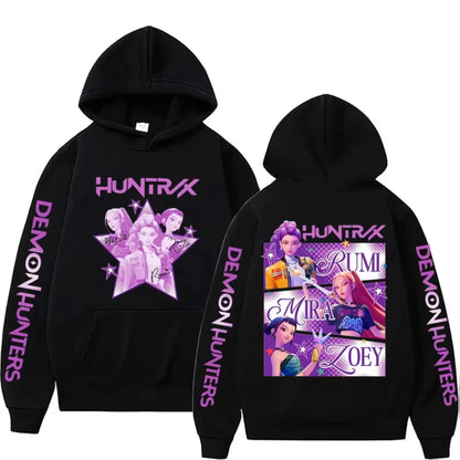 Kpop Demon Hunters Fanmerch Mira Rumi Zoey Huntrix Male Hoodie Harajuku Pullover Tops Man Woman Sweatshirt Fans Gift.