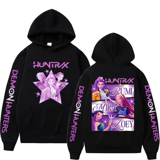 Kpop Demon Hunters Fanmerch Mira Rumi Zoey Huntrix Male Hoodie Harajuku Pullover Tops Man Woman Sweatshirt Fans Gift.