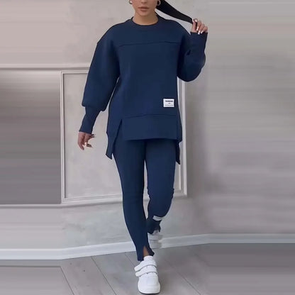 New Women's Fashion Casual Sweatshirt + Trousers Cover Autumn Winter O Neck Long-sleeved Hoodie Women's Suit Sports 2piece Set.