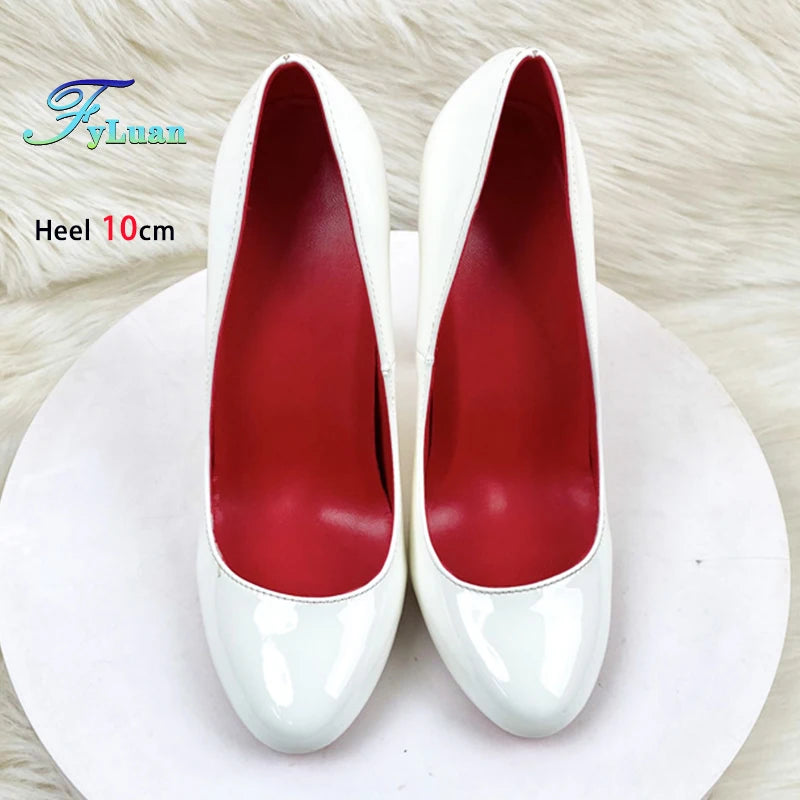 Brand Women Single Shoes 10CM 12CM Super High Heels Fashion Round Toe Stilettos Spring Autumn Female Daily Work Pumps Plus Size