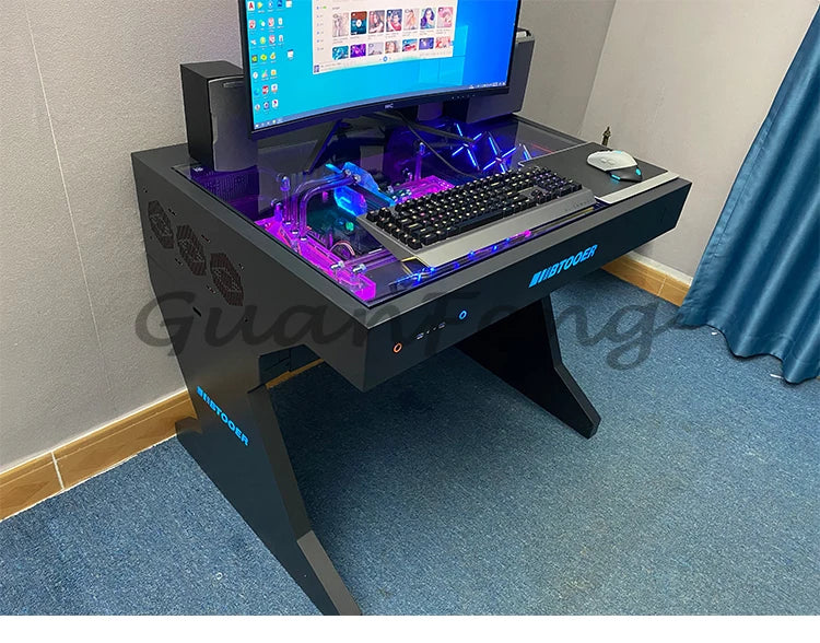 Computergehäuse für große Spieler, All-in-One-Tisch, hochwertiger Desktop, vollständig transparent, großes Gehäuse, cooler wassergekühlter Sci-Fi-Spieltisch
