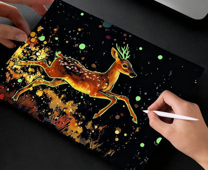 4PCS Glow in Dark Scratch Paper Animals Cards Magic Painting Art with Stylus Stress Relief Drawing Toy DIY Craft Kids Adult Gift.
