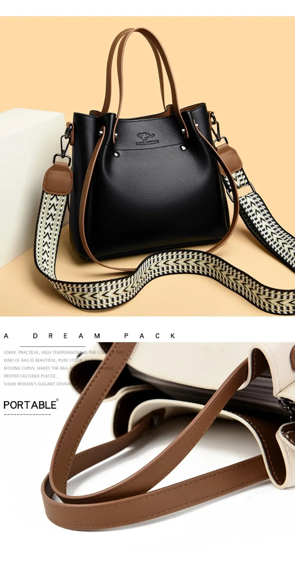 Genuine High Quality Leather Shoulder Crossbody Bags for Women Luxury Handbags Women Bag Large Capacity Soft Tote Messenger Bag.