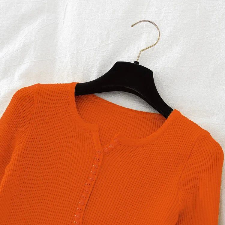 2026 weibliche Casual Tops Pullover Frauen Herbst Winter Gestrickte Dünne Pullover Feste Taste Volle Hülse V-ausschnitt Pullover