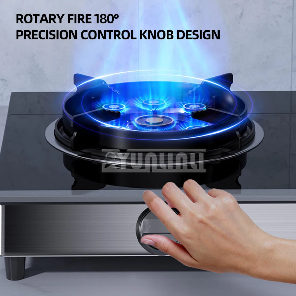 Household Desktop Natural Gas Liquefied Gas Timing Stove Double-Hole Fierce Fire Kitchen Cooker Tool.