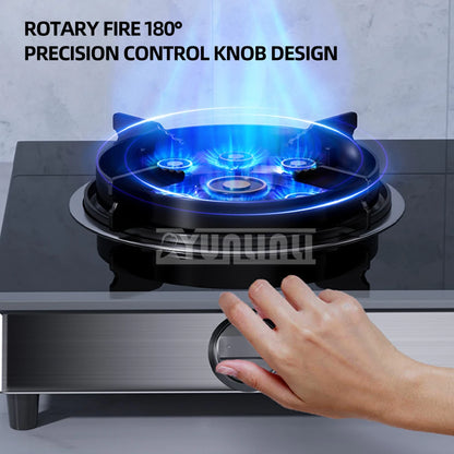 Household Desktop Natural Gas Liquefied Gas Timing Stove Double-Hole Fierce Fire Kitchen Cooker Tool.