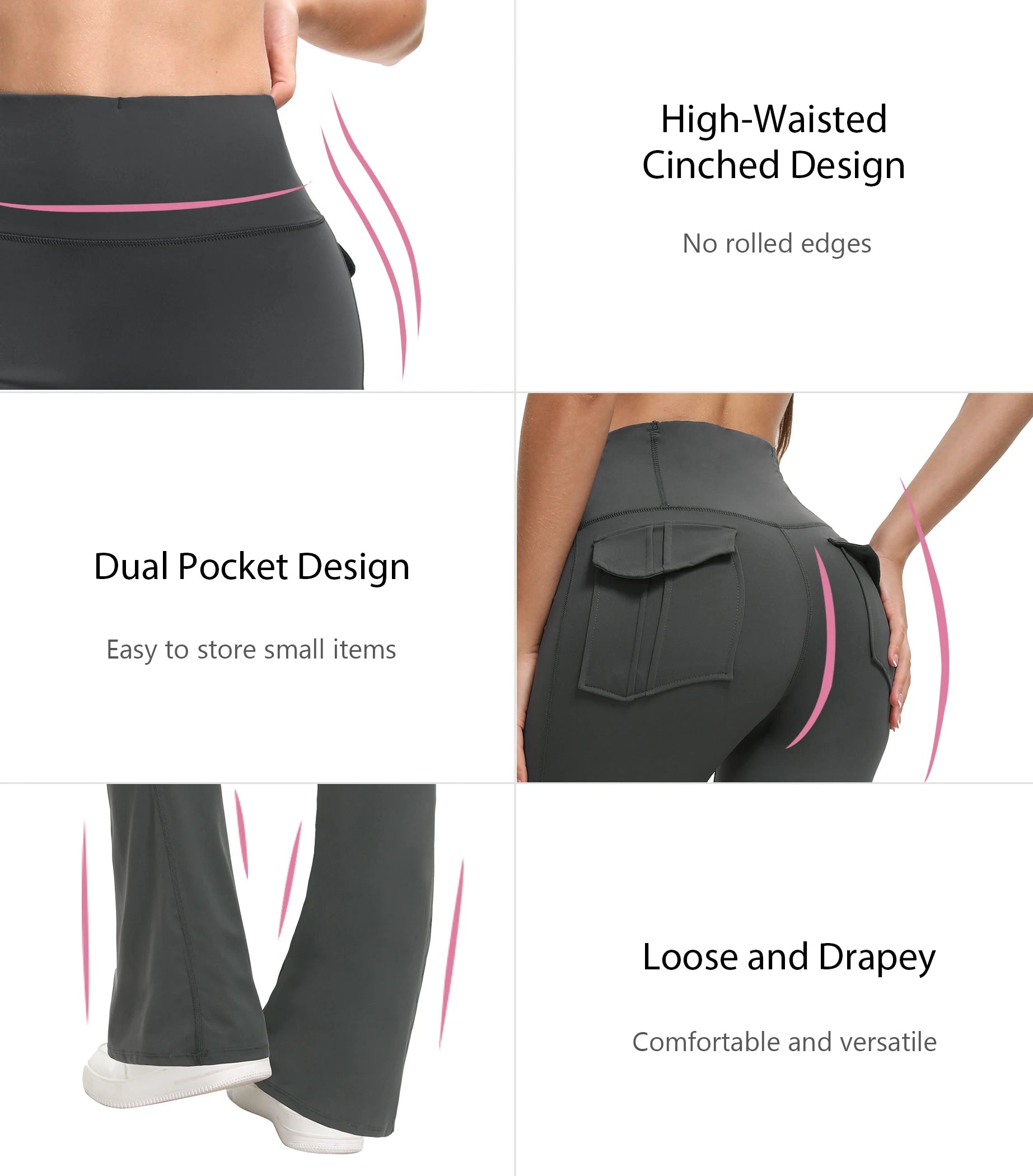 Damen-Leggings mit ausgestellten Taschen, weiche Yoga-Hose im Cargo-Stil, hohe Taille, schmale Hose, Fitness- und Bodybuilding-Sportbekleidung.