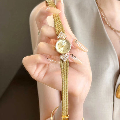 GEDI Watch Gold Silver Diamond Inlaid Steel Strip Women's Wristwatch Vintage Niche Light Luxury Temperament Quartz Watch Woman.