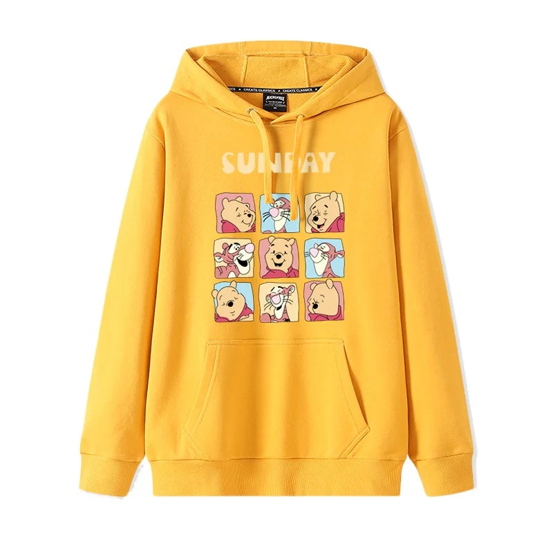 Cartoon Winnie the Pooh Mode einfacher Pullover Damen lockere und bequeme Kapuze vielseitige Paar Freundin Pullover Jacke.