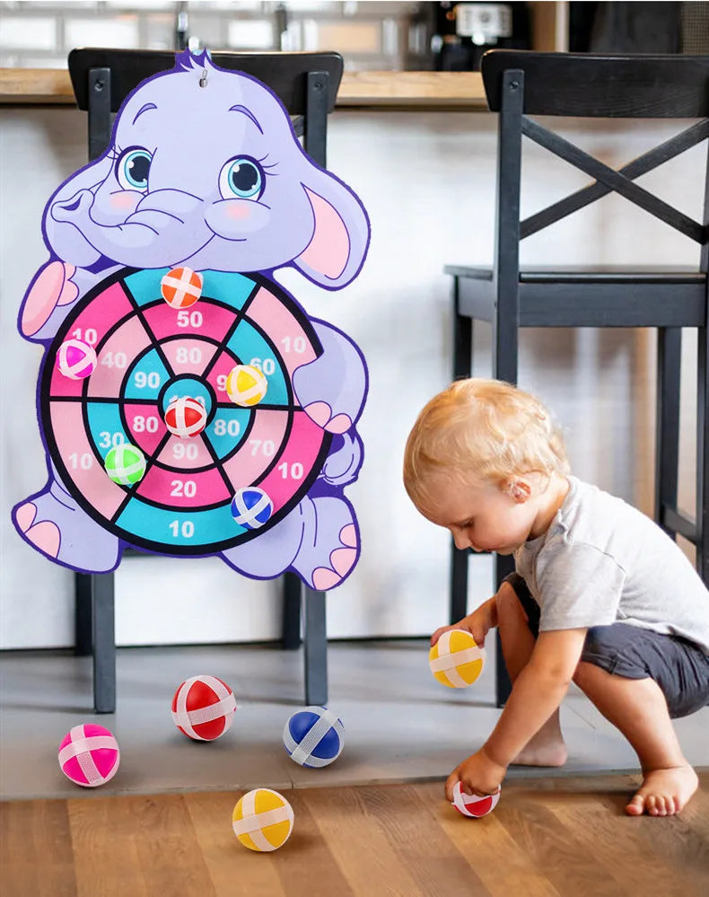Child Montessori Toys for Kids 2 to 4 Years Old Cartoon Animal Dart Board Sticky Ball Family Interactive Educational Toys Baby.