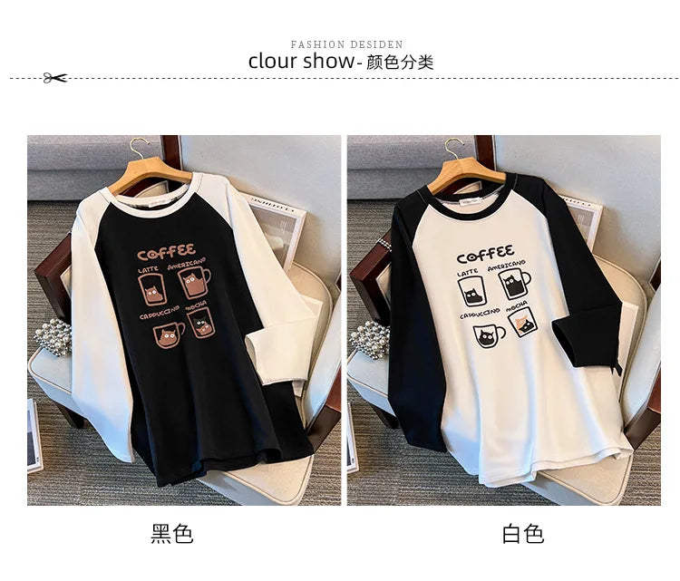 175kg plus size Damen büste Frühling Herbst lockeres Oberteil Rundhals bedrucktes Langarm-Sweatshirt 4xl 5xl 6xl 7xl 8xl 9xl.