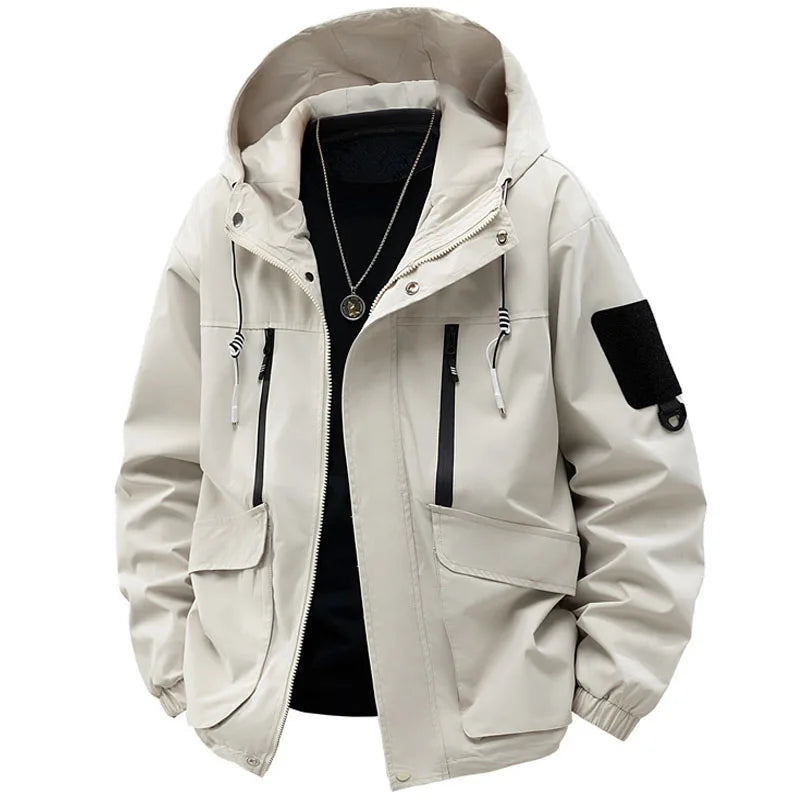 Jacket Mens Spring autumn New men jacket printing hooded Jackets casual coat Men's business coats Size M-4XL 5XL Hat detachable.