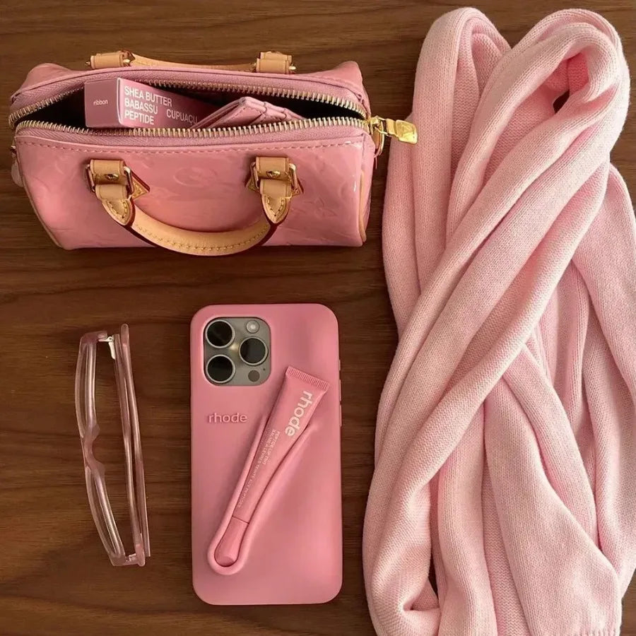 Lipgloss Lip Balm Lipstick Holder Case For iPhone 17 Air 16 15 14 Plus 13 12 11 Pro Max 16e Shockproof Soft Silicone Cover.