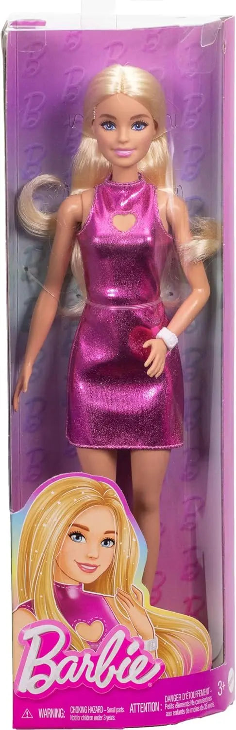 Genuine Barbie 1/6 Doll Fashionistas Model Brown Hair Sequined Purple Bubble Dress Accessory with Necklace Shoes Girls Toys Gift.