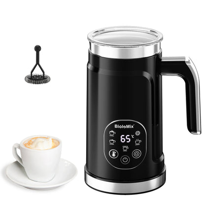 BioloMix 5-in-1 Milk Frother with Upgraded LED Display Touch Screen - Hot And Cold Foam Maker Milk Warmer for Coffee Latte.