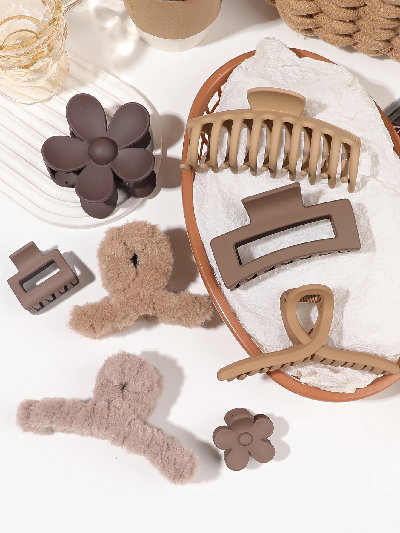 7/8Pcs Neutral Color Hair Clips for Women 4.7Inch Large Hair Claw for Thin Thick Hair,Big Matte Banana Clip,Strong Hold jaw clip.