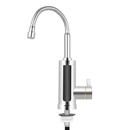 Kitchen Faucet with 360° Rotating Outlet, Hot & Cold Water Adjustment, Stainless Steel Pipe & LED Temperature Display