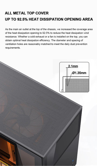 JONSBO Pinecone D31 M-ATX Computer Case Mesh Side Transparent ATX With Display Screen Games Chassis Support 360 Water Cooling