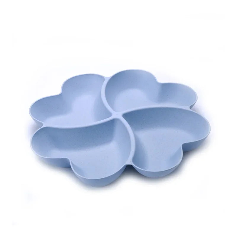 4-grid Fruit Plate Tray Heart Shaped Creative Plates Storage Box Dried Fruit Snack Plates Divided Candy Dessert Plate Container.