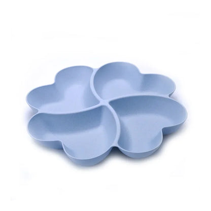 4-grid Fruit Plate Tray Heart Shaped Creative Plates Storage Box Dried Fruit Snack Plates Divided Candy Dessert Plate Container.