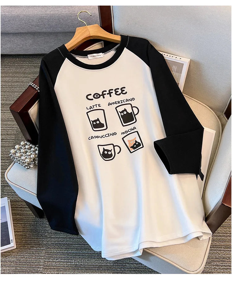 175kg plus size Damen büste Frühling Herbst lockeres Oberteil Rundhals bedrucktes Langarm-Sweatshirt 4xl 5xl 6xl 7xl 8xl 9xl.