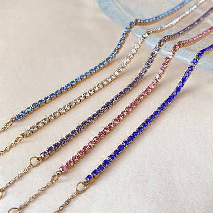 eManco Stainless Steel Gold Plated Sparkling Bracelet High Quality White Zirconia Single Row Simple Accessory For Girls.