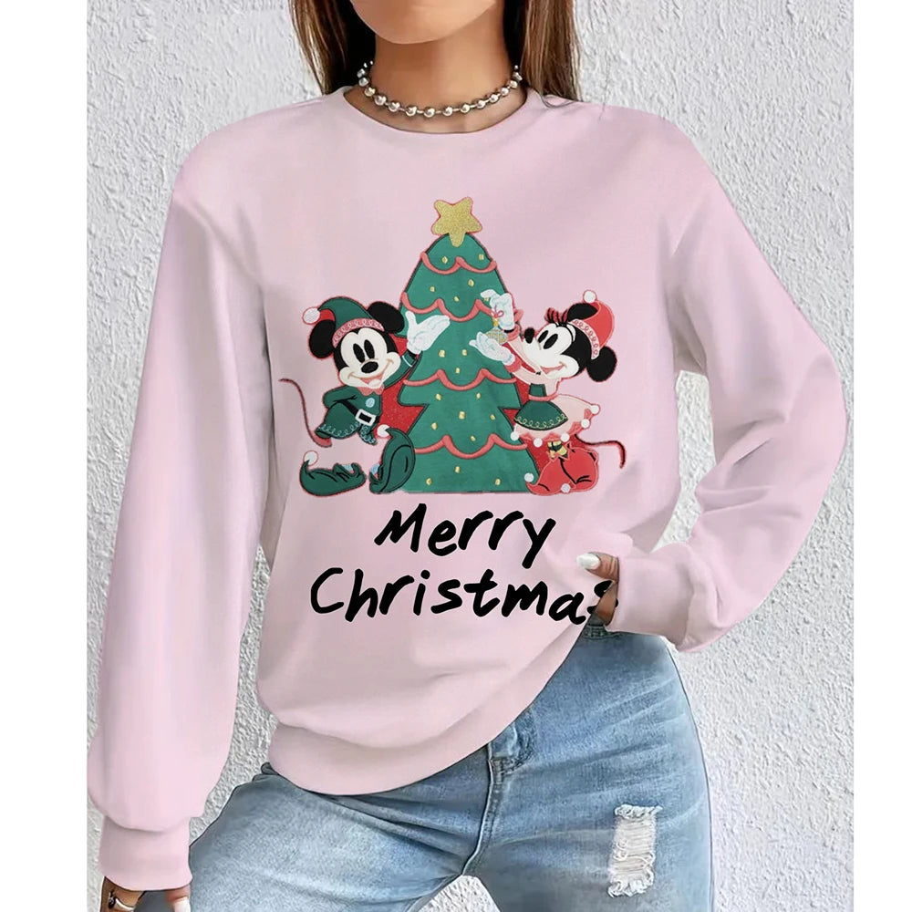 Christmas Disney Mickey Mouse Women's Hoodie American Casual Hoodie Autumn Hip Hop Women's Hoodie Casual Clothing.