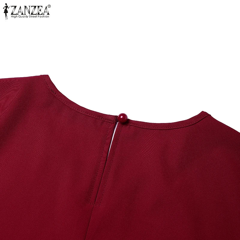 ZANZEA Mode Frauen Langarm Muslimischen Abaya Kleid Frühling Patchwork Maxi Kleider Robe Femme IsIamic Vestidos Lace Up Sommerkleid.