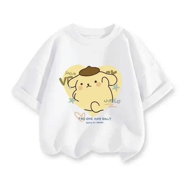 2024 New Summer COTTON T shirt Girls Boys Cinnamoroll T shirt Cartoon Print Kids T-Shirts Children Girls Tops Clothes