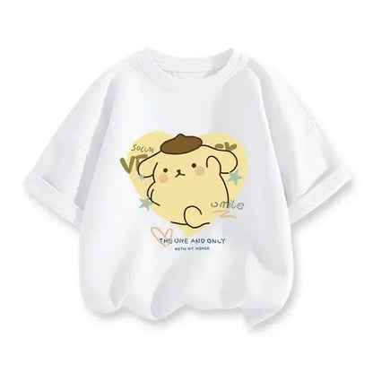2024 New Summer COTTON T shirt Girls Boys Cinnamoroll T shirt Cartoon Print Kids T-Shirts Children Girls Tops Clothes